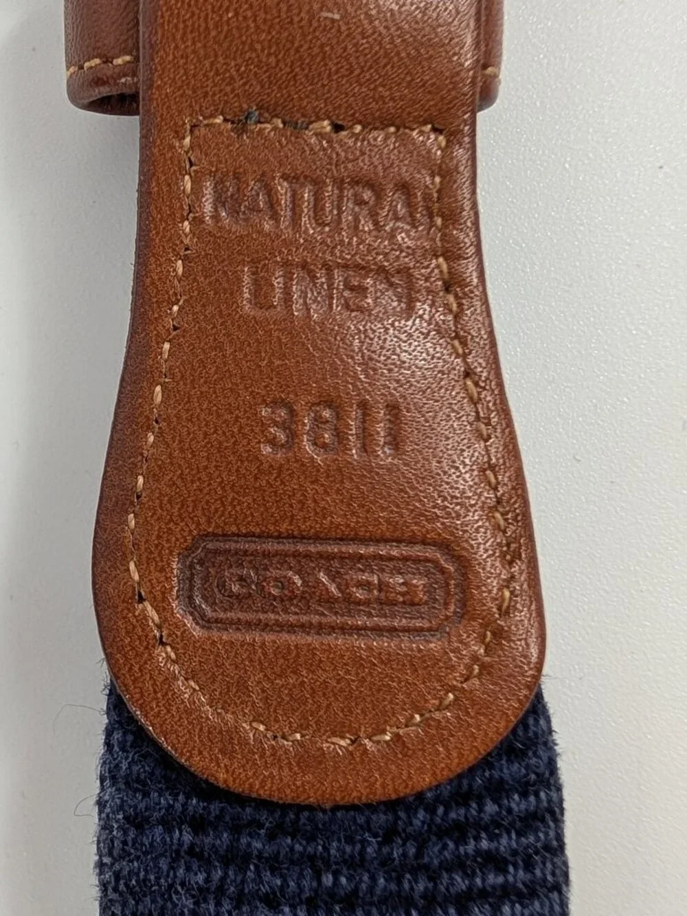 Vintage Coach Natural Linen Belt Leather Ends 44